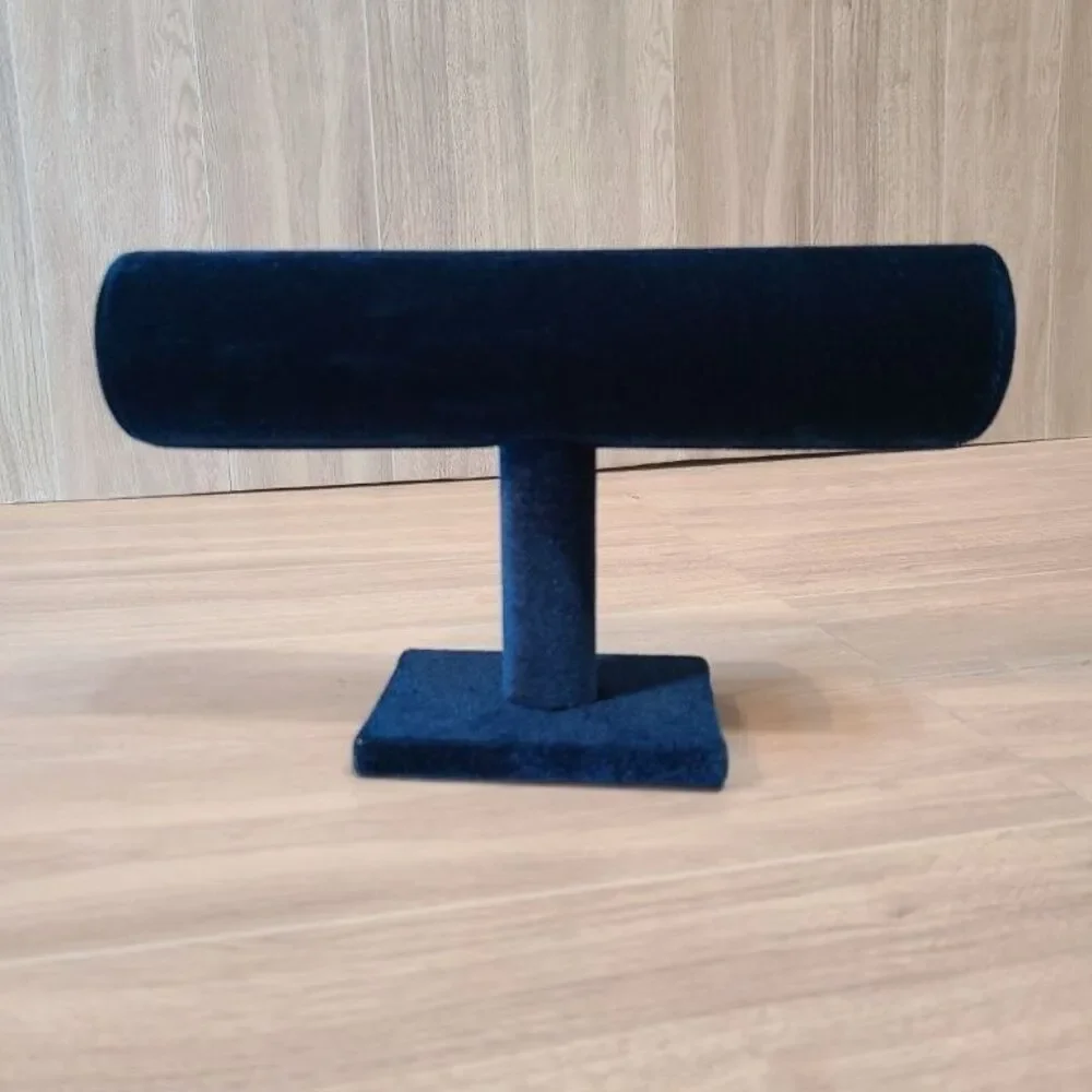 Teal Blue Velvet T-Bar Jewelry Display Stand Bracelet Watch Holder Organizer